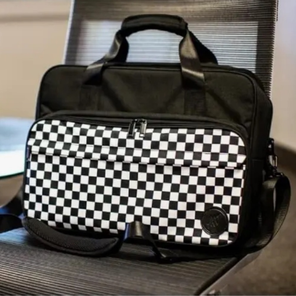 Versatex Checkered Black & White Adjustable Strap Laptop Bag NWT - Picture 2 of 6